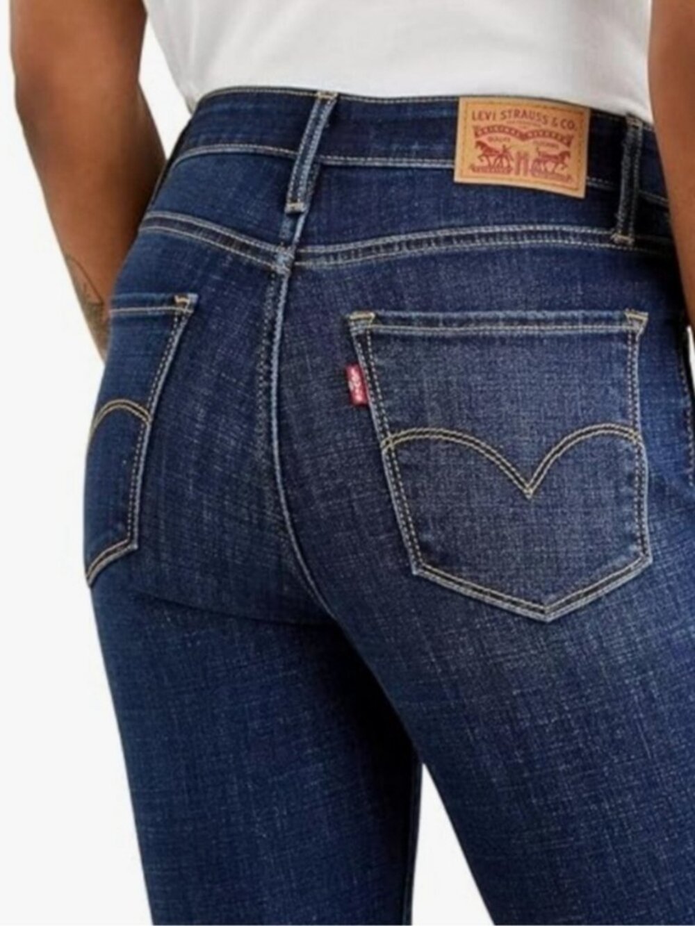 Levis 721 High Waisted Rise Skinny Jeans Stretchy Dark Wash Blue Denim size 26 - Picture 3 of 13